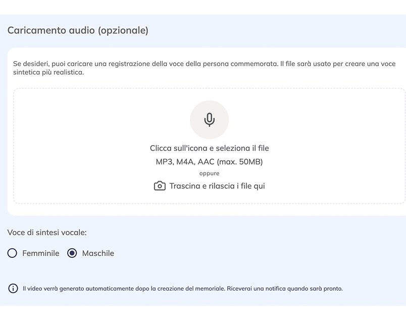 Interfaccia personalizzazione voce